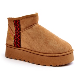 Cizme de zăpadă izolate Camel Lomessa de damă, pe platformă maro