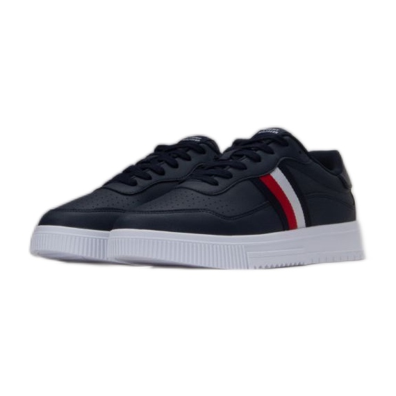 Pantofi Tommy Hilfiger Supercup Leather Stripes M FM0FM04824 DW5 albastru
