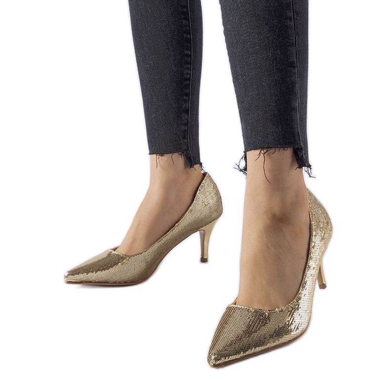 Pompe stiletto cu paiete aurii Ernesto de aur Pompe stiletto cu paiete aurii Ernesto de aur