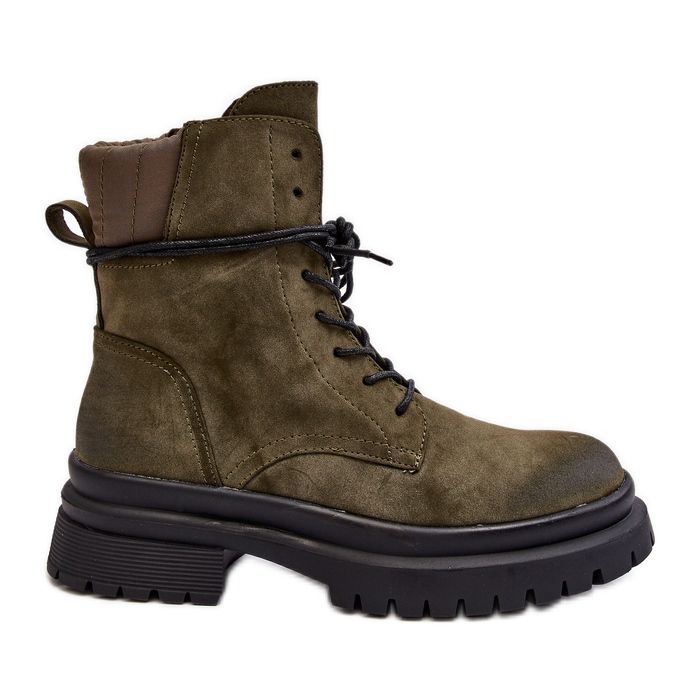 Botine de damă Trapper pe talpă groasă, verde închis, Narelona