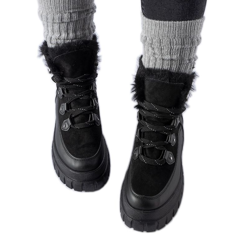 Botine negre cu talpă masivă Cervantes negru Botine negre cu talpă masivă Cervantes negru