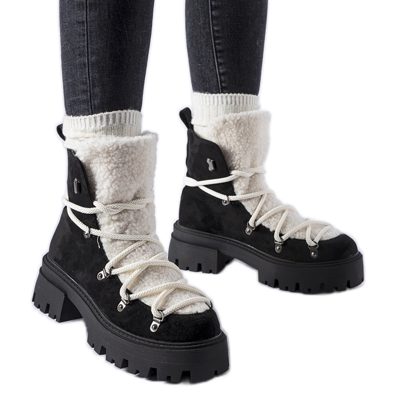 Cizme de muncitori negre cu limbă decorativă din Perugia negru