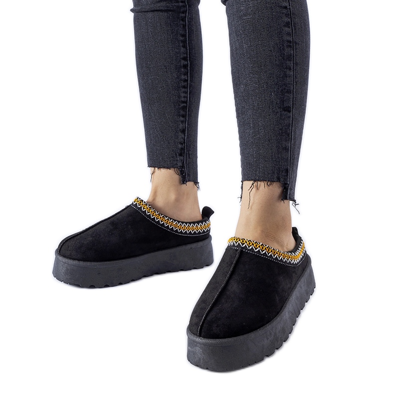 Cizme negre de zăpadă joase, cu cusături decorative Fori negru