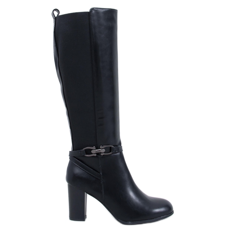 Cizme clasice cu toc înalt Milss Black negru