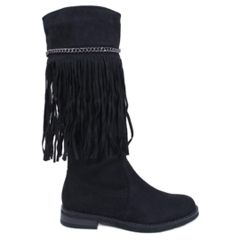 Cizme cu franjuri Novle Black negru Cizme cu franjuri Novle Black negru