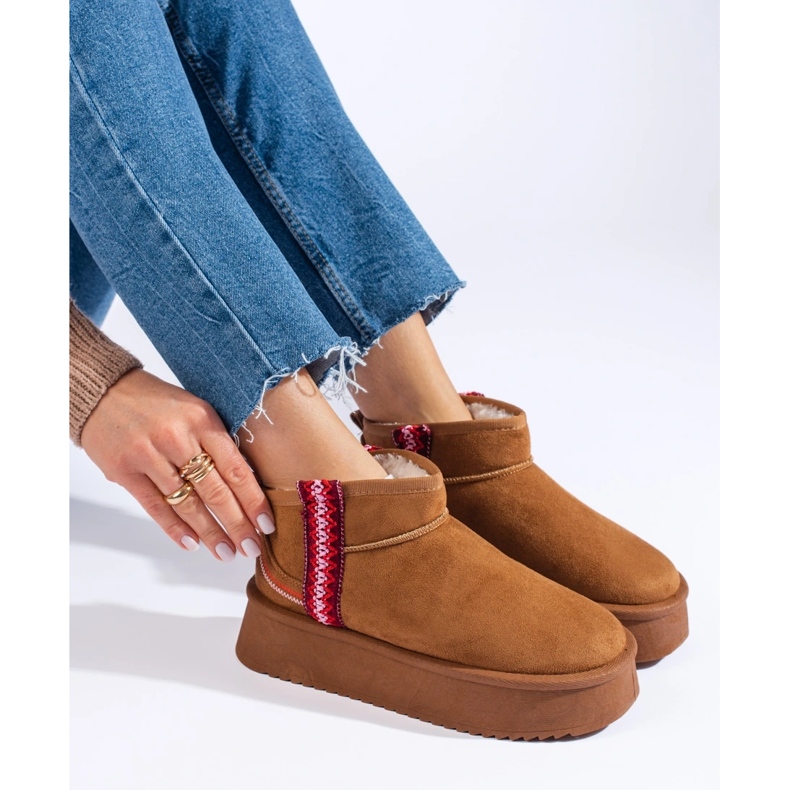 Cizme de zapada dama Shelovet din piele intoarsa camel maro