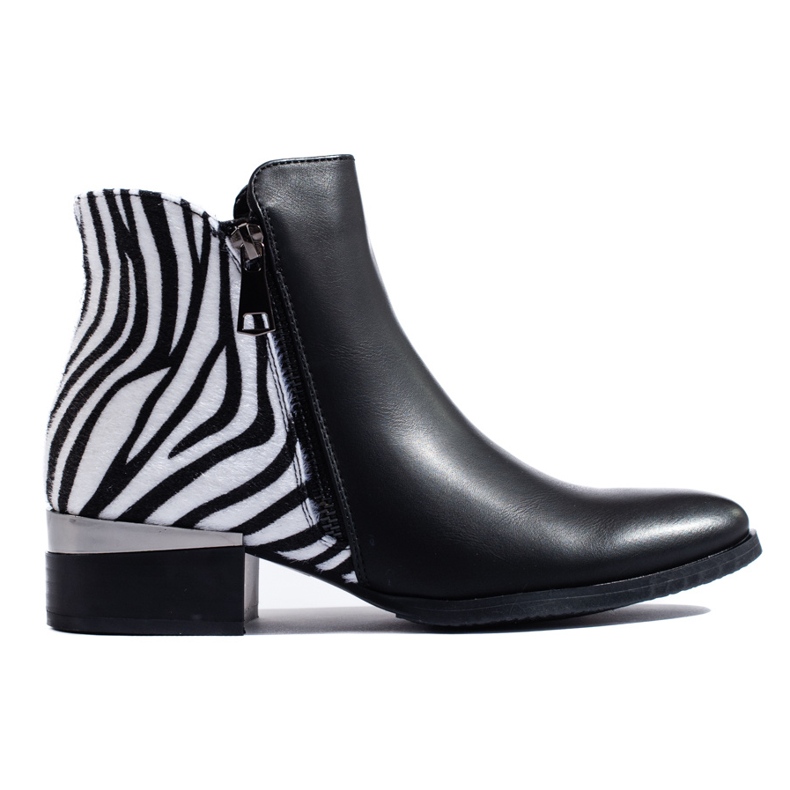 Botine de dama negre Shelovet cu imprimeu zebra negru Botine de dama negre Shelovet cu imprimeu zebra negru