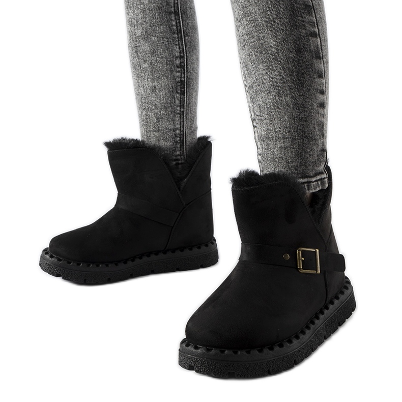 Cizme de zăpadă izolate negre, cu decupaj Monal negru