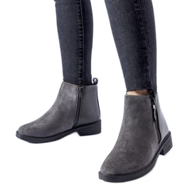 Botine gri din materiale combinate Sees