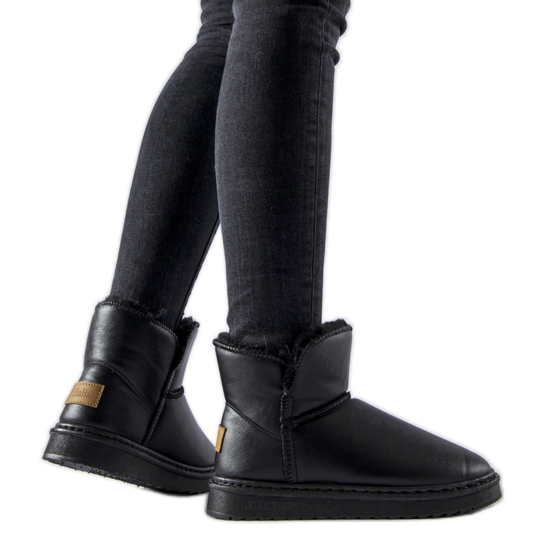 Cizme de zăpadă Kaufman din piele ecologică izolată neagră negru Cizme de zăpadă Kaufman din piele ecologică izolată neagră negru