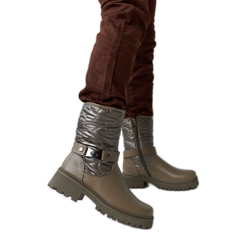 Botine izolate verzi cu curea decorativă Lido verde