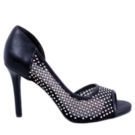 Tocuri cu vârf deschis Glass Black negru Tocuri cu vârf deschis Glass Black negru