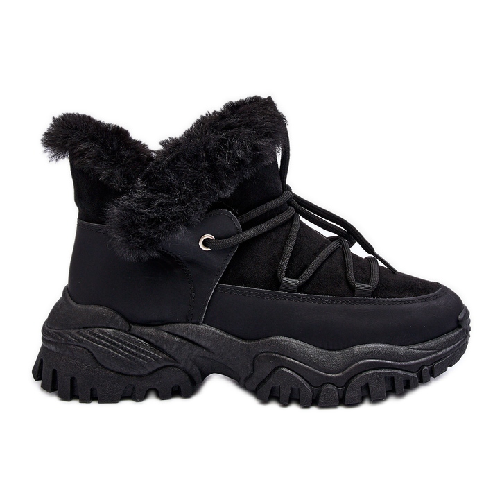 Cizme Trapper De Dama Cu Blana Neagra Cresandi negru