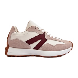Pantofi sport de damă Chloette bej și burgundă Pantofi sport de damă Chloette bej și burgundă