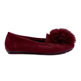 Mocasini de damă cu blană, Novas Bordeaux roșu Mocasini de damă cu blană, Novas Bordeaux roșu