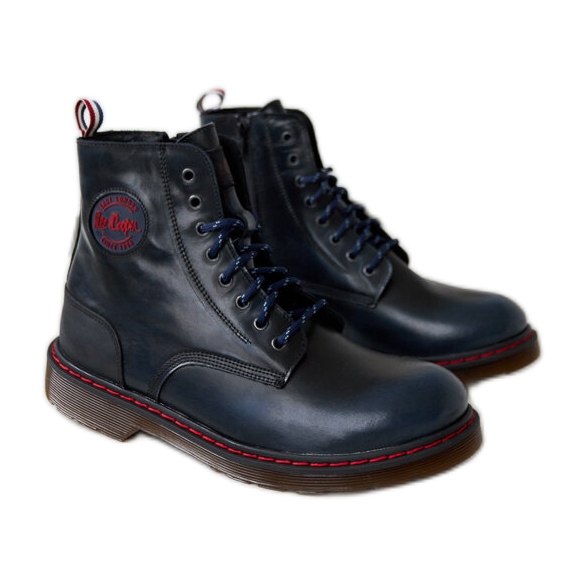 Pantofi din piele naturală bleumarin Lee Cooper LCJP-20-01-014 albastru
