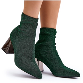 Botine verzi strălucitoare cu toc înalt Sognota verde