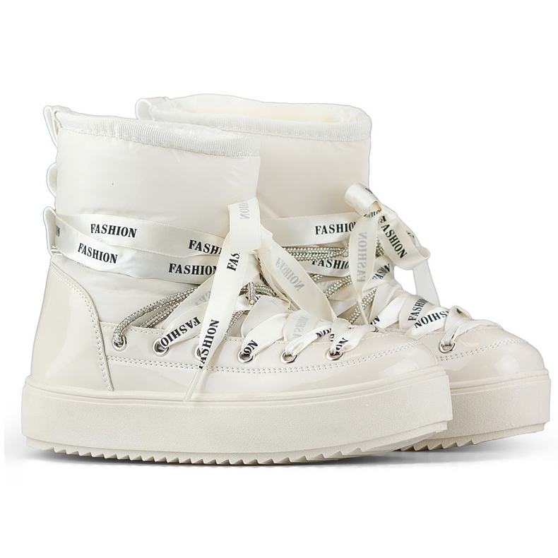 Cizme decorative de dama pentru zapada, pantofi de iarna bej