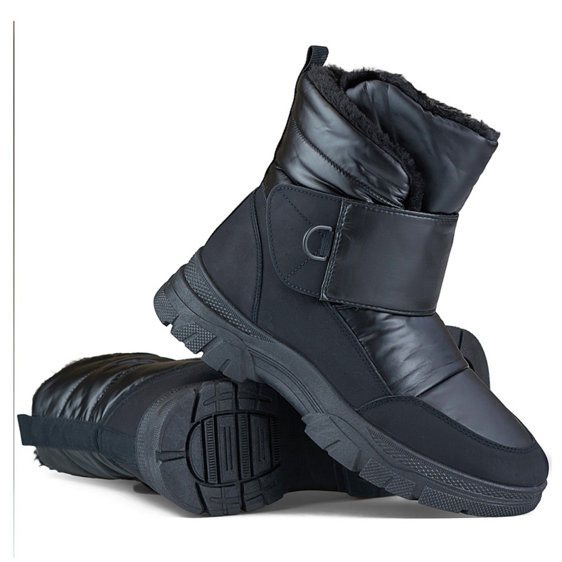 Cizme negre de zapada cu Velcro, cizme izolate pentru iarna negru