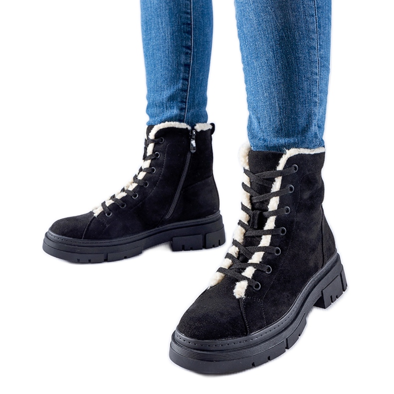 Botine izolate negre din piele ecologică Chamblee negru Botine izolate negre din piele ecologică Chamblee negru