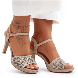 Sandale decorate cu toc înalt D&A MR1038-44 Aur de aur Sandale decorate cu toc înalt D&A MR1038-44 Aur de aur