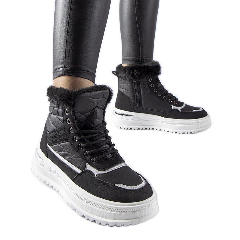 Cizme de zăpadă sport Trieste negre cu blană negru