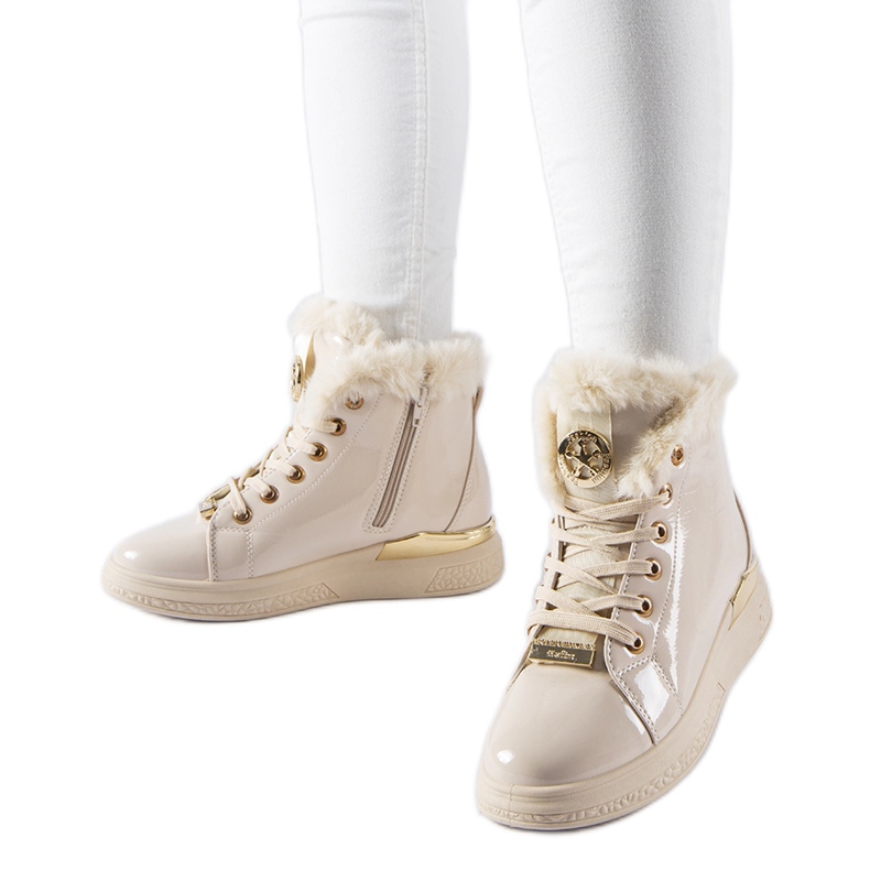 Adidași bej căptușiți cu blană Lubriano