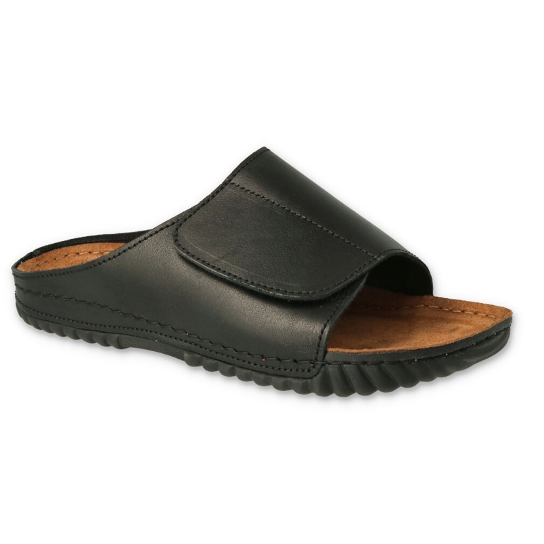 Papuci bărbați din piele Befado cu velcro 158M020 negru