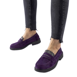 Mocasini mov cu strasuri de la Ippolito violet