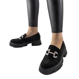 Mocasini negri Giacomo cu strasuri negru Mocasini negri Giacomo cu strasuri negru