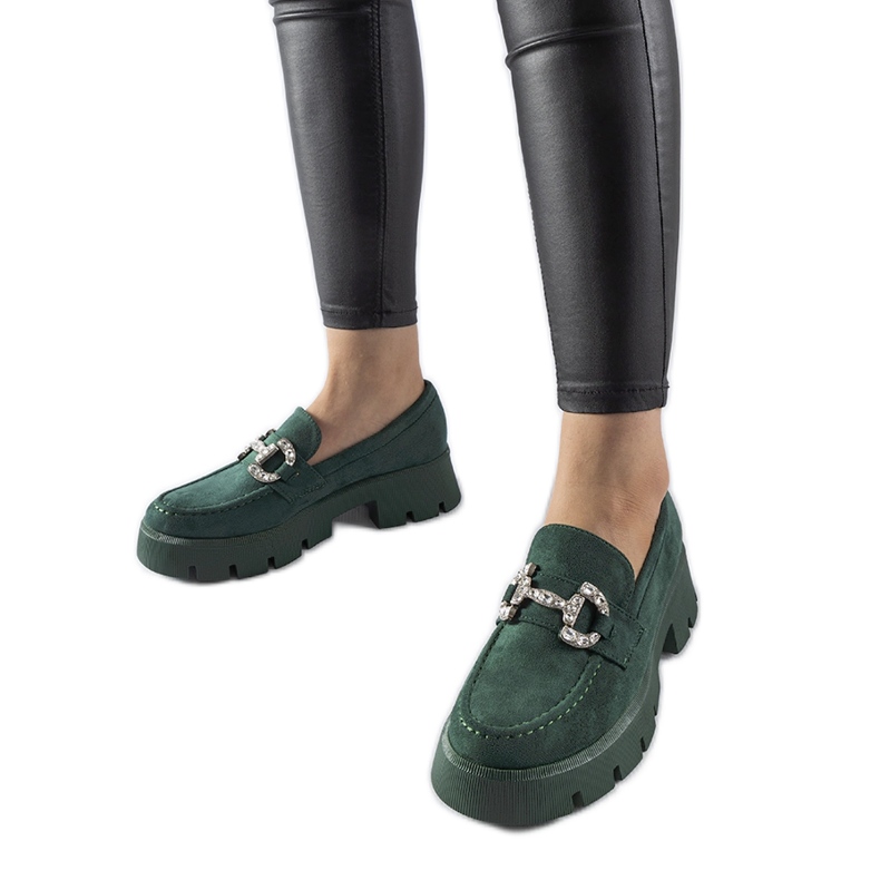 Mocasini verzi cu strasuri Giacomo verde