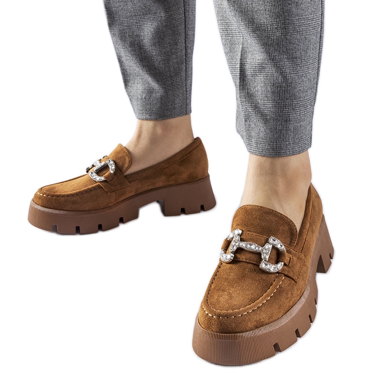 Mocasini maro Giacomo cu strasuri