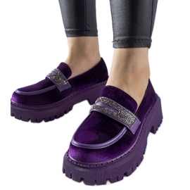 Mocasini mov cu strasuri de la Longuelo violet