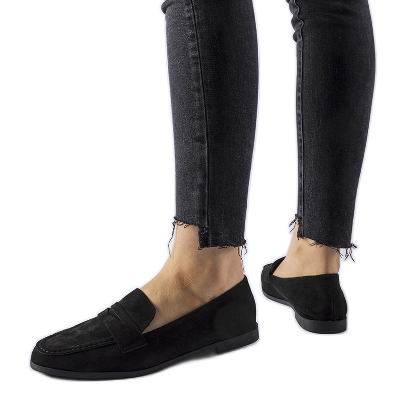 Mocasini negri Medford din piele de căprioară ecologică negru