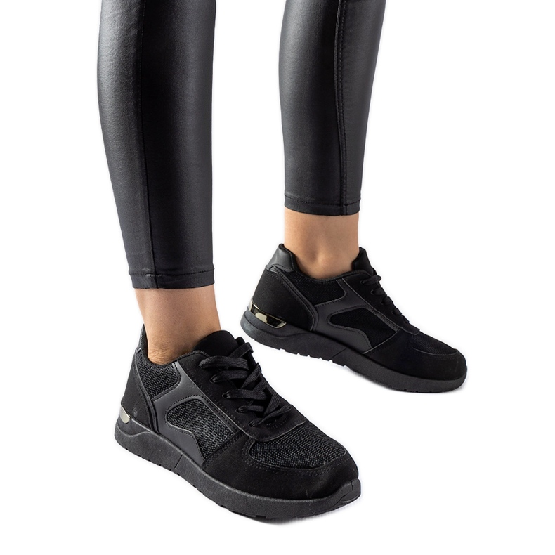 Tenisi negri din materiale combinate Gallo negru