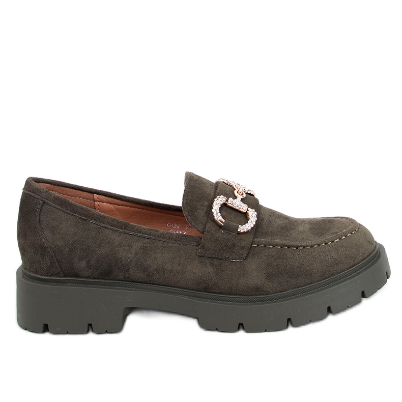 Mocasini Karins Green din piele intoarsa cu catarama verde Mocasini Karins Green din piele intoarsa cu catarama verde