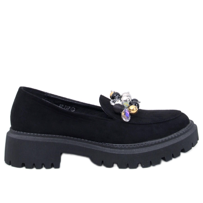 Mocasini cu platforma Dollin Black cu cristale negru