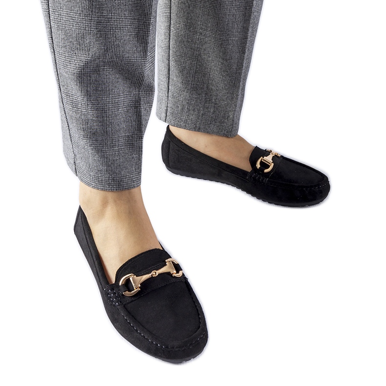 Mocasini negri decorati cu catarama Fernanda negru