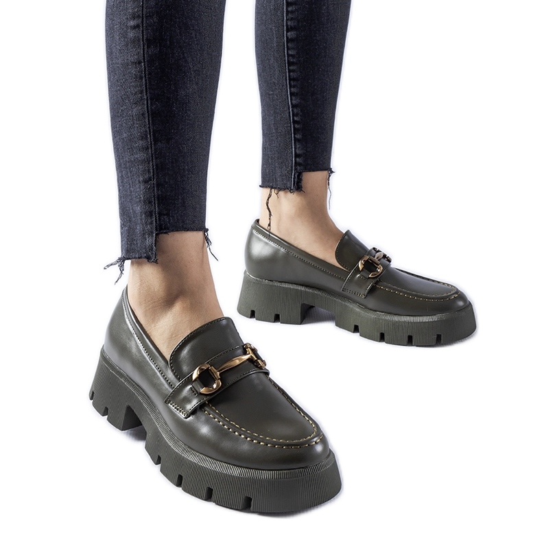 Mocasini verzi cu cataramă Cerzeto verde