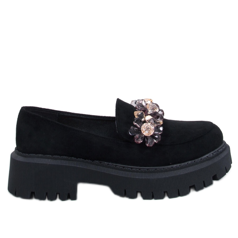 Mocasini Heidi Black cu cristale negru