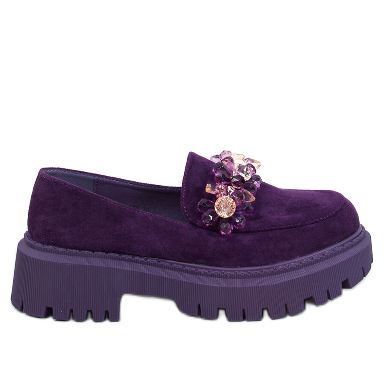 Mocasini Heidi Purple cu cristale violet