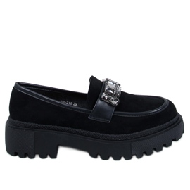 Mocasini negri cu platforma Keters cu pietre negru Mocasini negri cu platforma Keters cu pietre negru