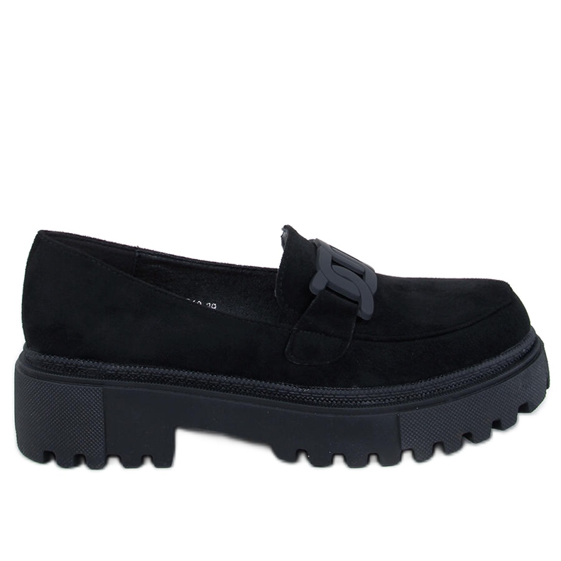 Mocasini cu platforma cu catarama Leena Black negru