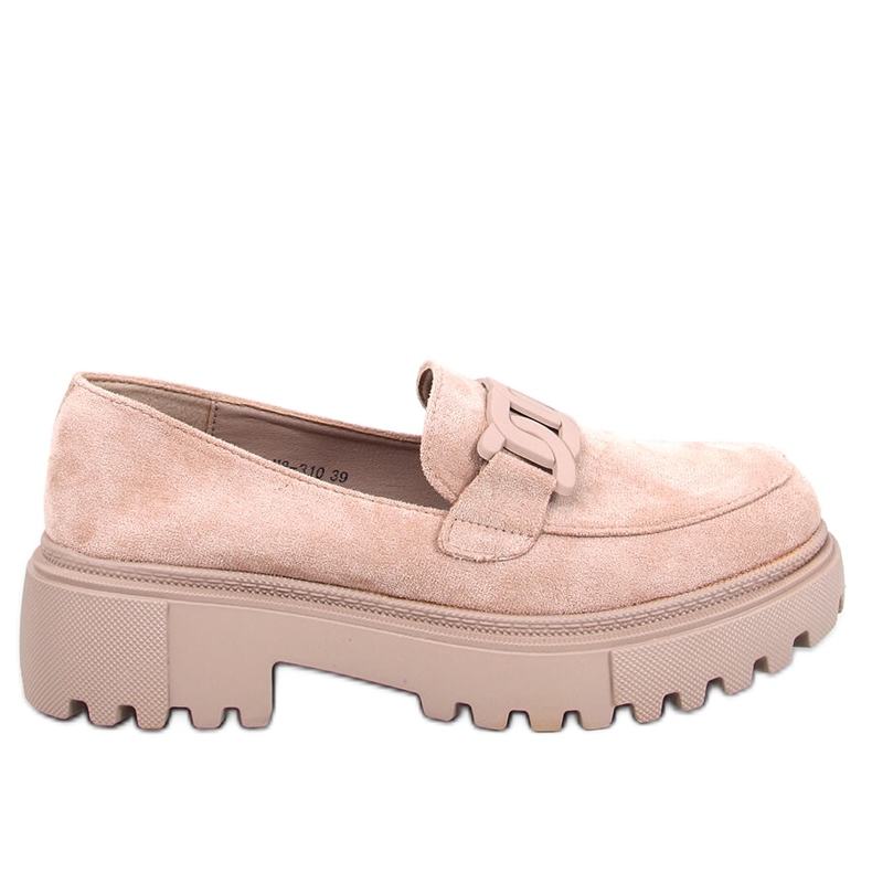 Mocasini cu platforma Leena Khaki cu catarama bej Mocasini cu platforma Leena Khaki cu catarama bej