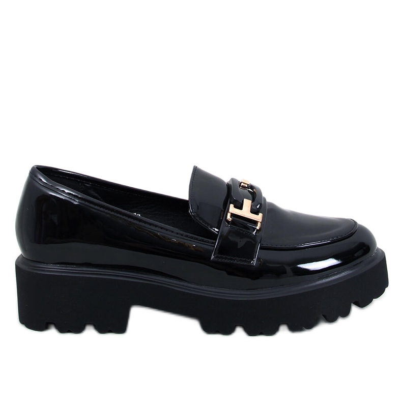 Mocasini Manff din piele lacuita neagra negru