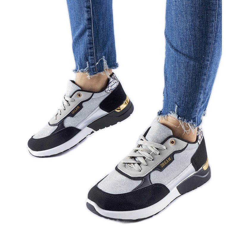 Tenisi cu sclipici negri și argintii de la Roganzuolo negru