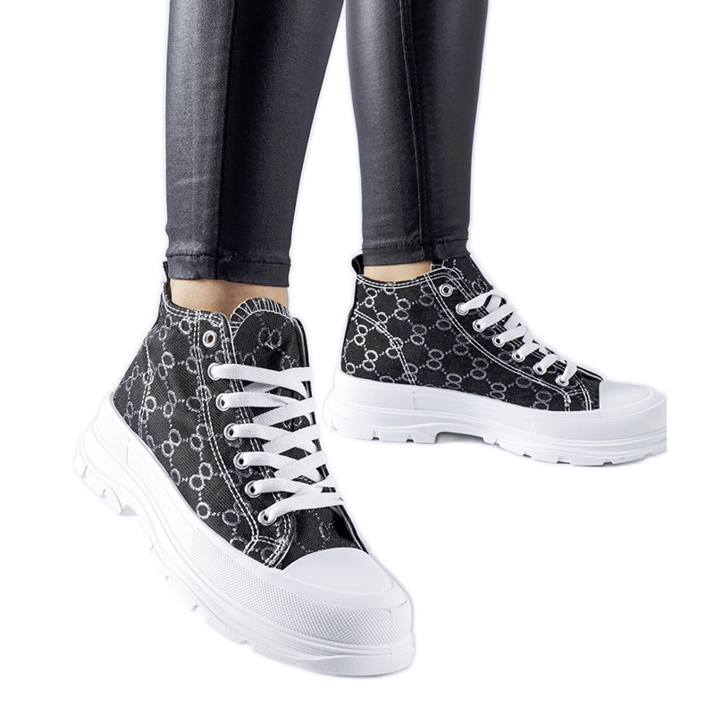 Adidasi negri decorati cu monograma Terenzio negru