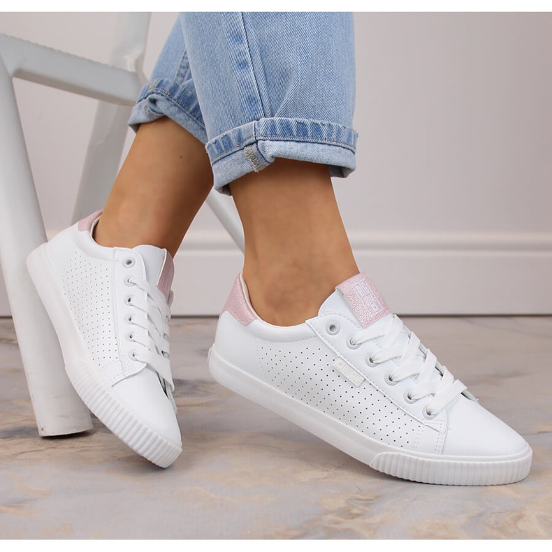 Adidasi low-top din piele ecologica, alb Big Star HH274073