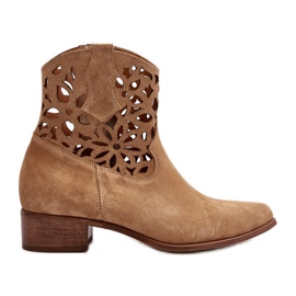 Zazoo 3404 Ghete Cowboy Ajurate Pe Toc Scăzut Piesă Bej Zazoo 3404 Ghete Cowboy Ajurate Pe Toc Scăzut Piesă Bej