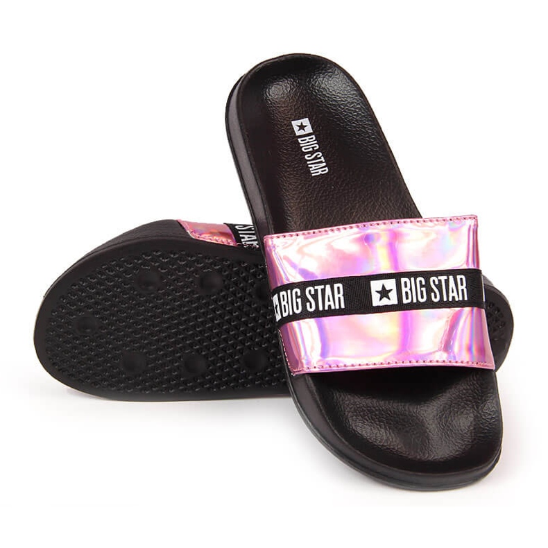 Șlapi de plajă pentru femei Holo roz Big Star GG274A008